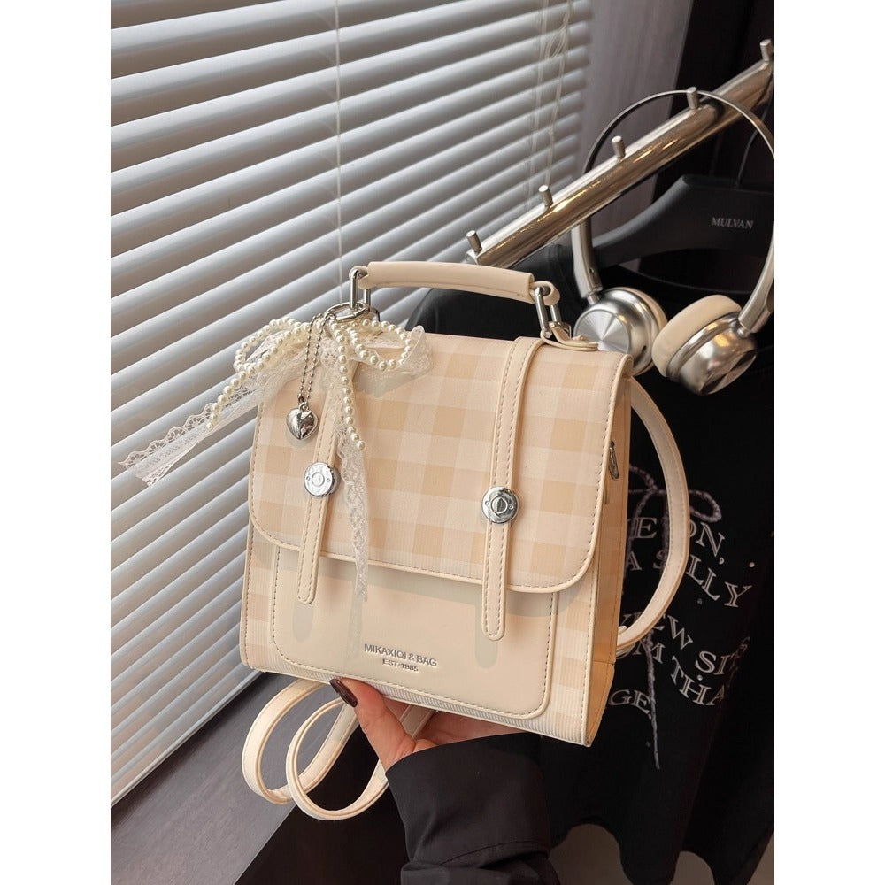 Stylish Checkered Mini Satchel Bag Acalora