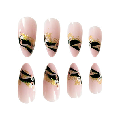 Artistic Floral Glittered Press-On Nails Acalora