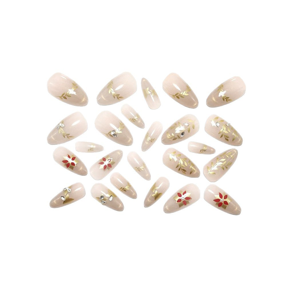 Artificial nails with elegant flower design and glitter accents Acalora