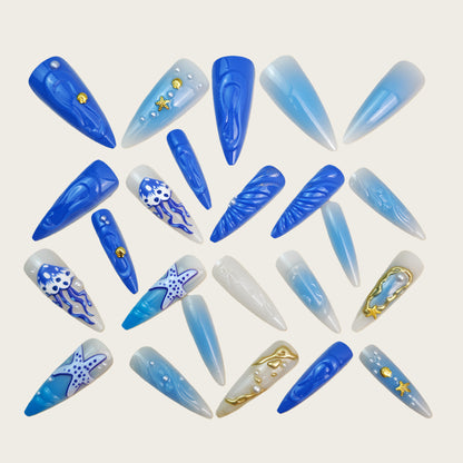 Artificial nails with exotic sea design Acalora