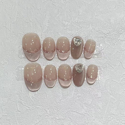 Elegant Press-On Nail Set with Jewel Accents Acalora