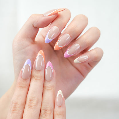 Artificial nails with modern gradient and graphic accents Acalora