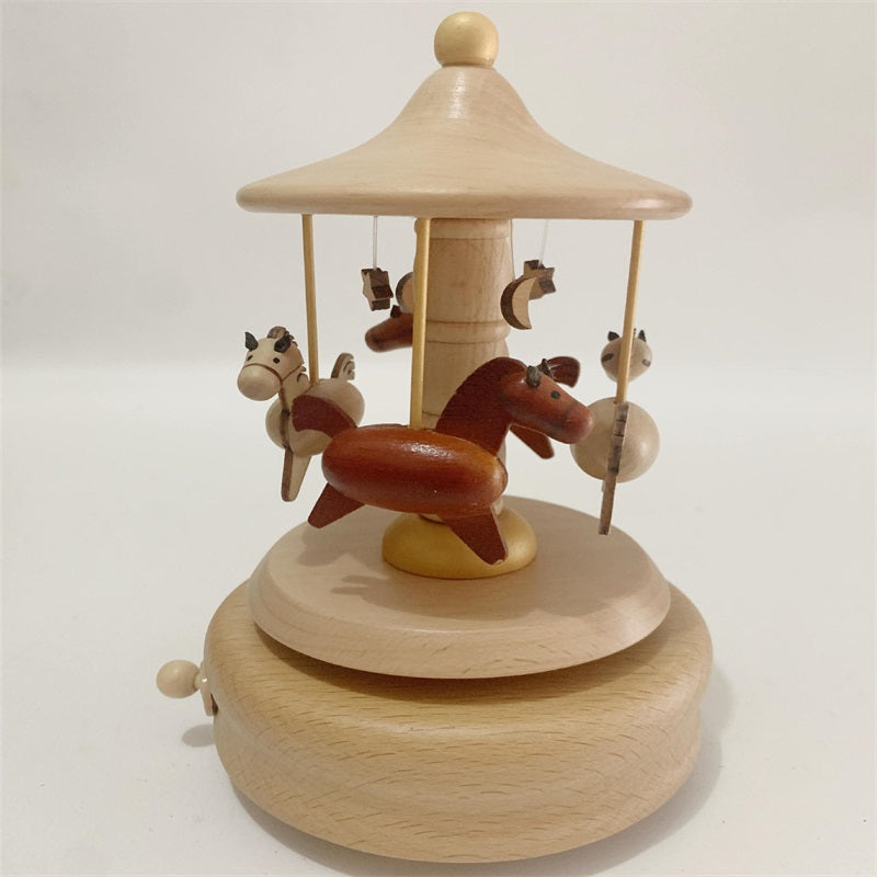 Handmade rotating wooden music boxes