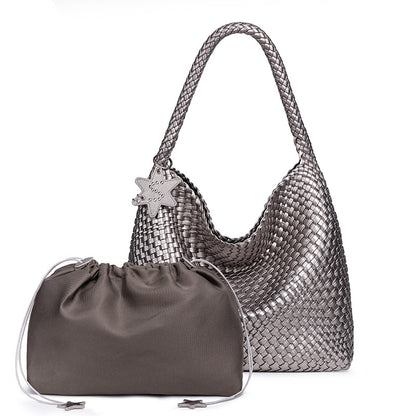 Braided Vegan Leather Hobo Handbag Acalora
