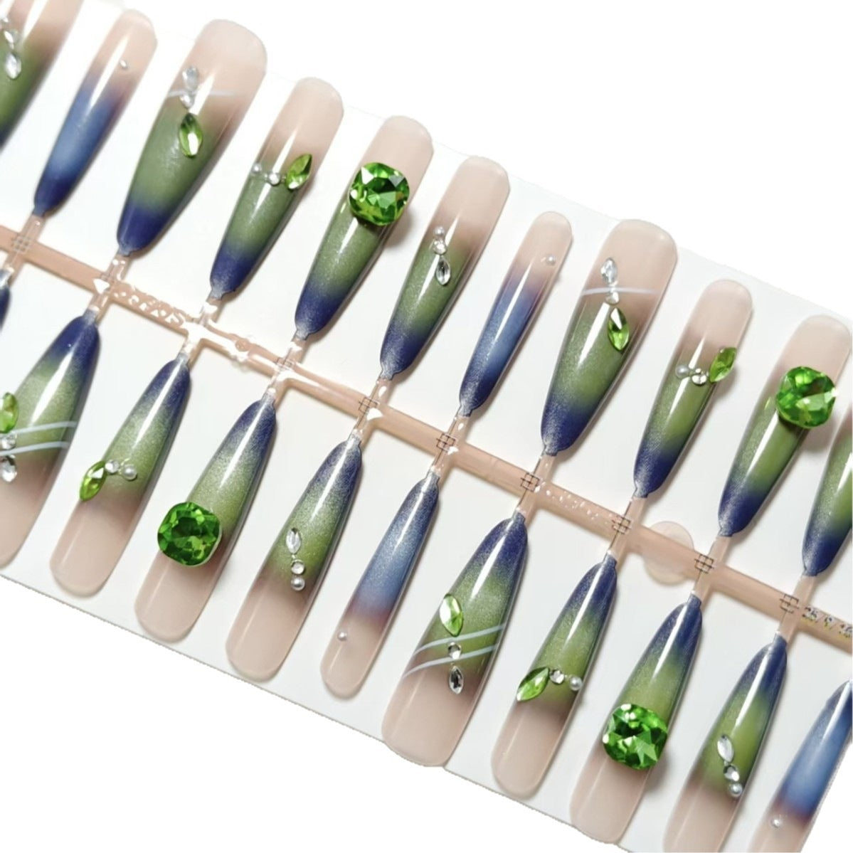 Artificial nails with elegant gradient color and glitter accents Acalora