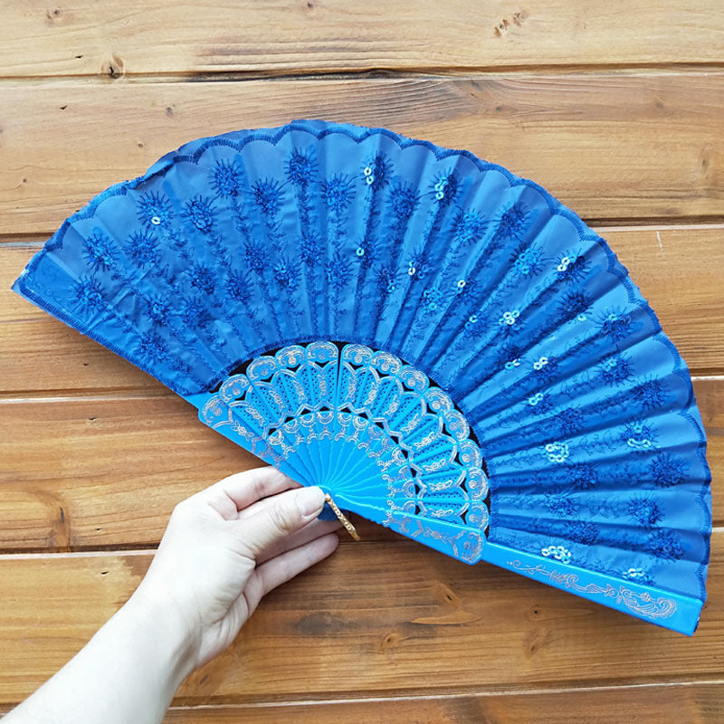 Ladies' handmade fan with fine embroideries Brehn