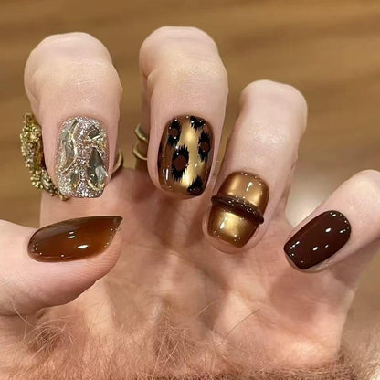 Glamorous artificial nail tips with 3D flower and crystal embellishments Acalora