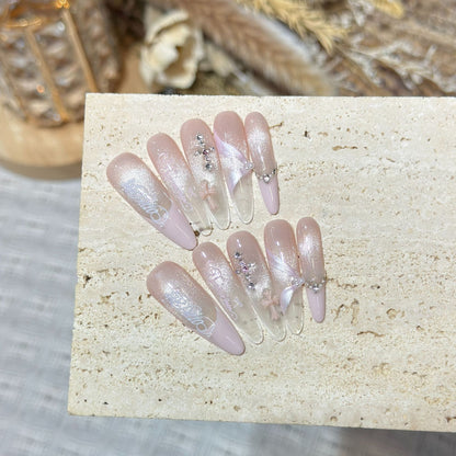 Elegant Stiletto Press-On Nail Set with Intricate Designs Acalora
