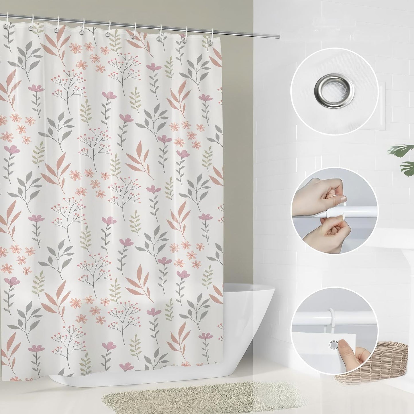 Floral Print Shower Curtain