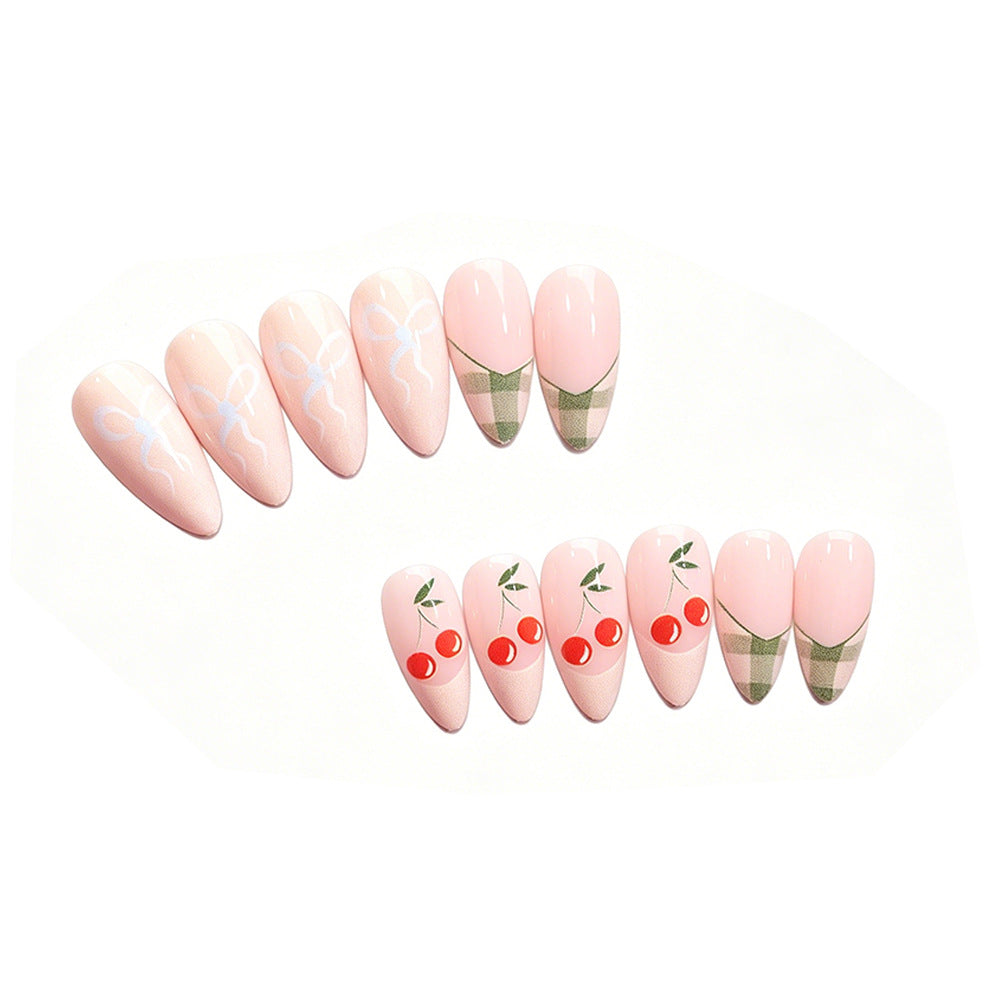 Artistic Press-On Nail Art Design Set with Fruit Accents Acalora