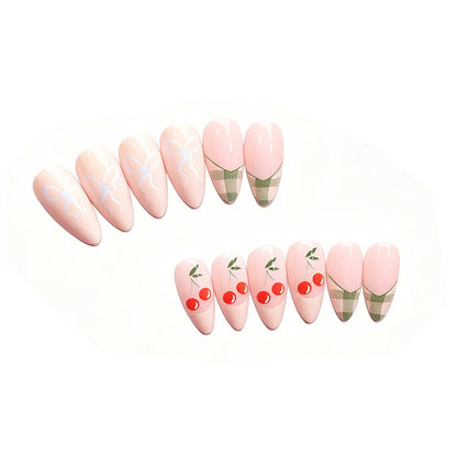 Artistic Press-On Nail Art Design Set with Fruit Accents Acalora