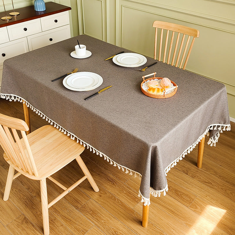 Decorative Tablecloth with Tassel Trim