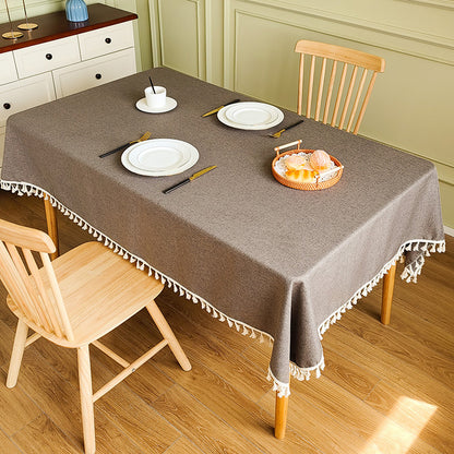 Decorative Tablecloth with Tassel Trim