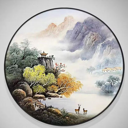 Round Landscape Canvas Wall Art