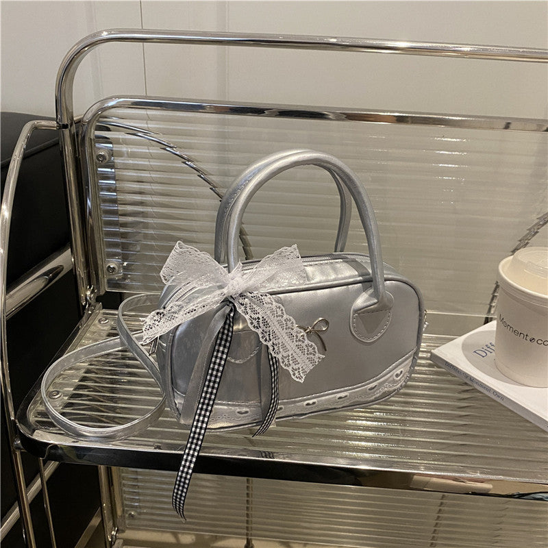 Elegant Lace-Trimmed Bow Handbag Acalora