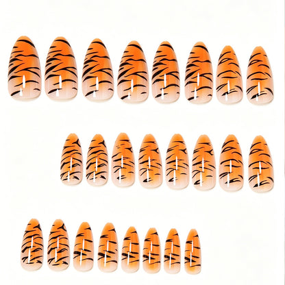 Stylish Tiger Print Stiletto Press-On Nails Acalora