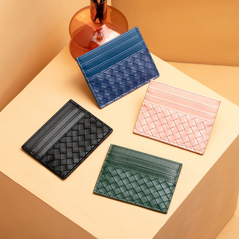 Woven Leather Card Holder Acalora