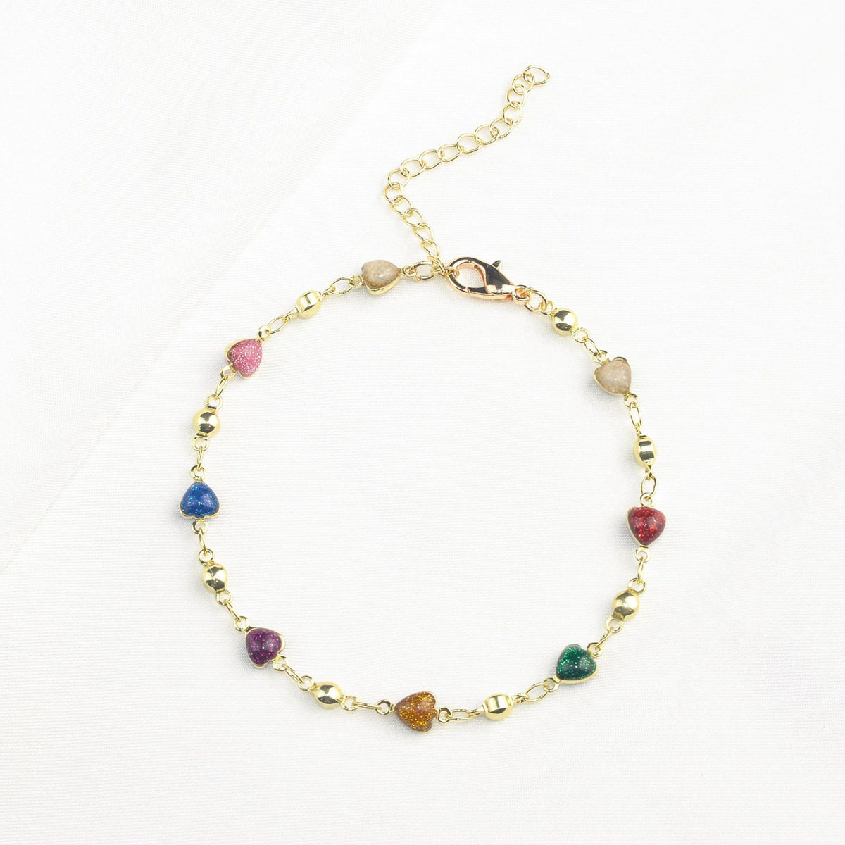 Heart-Shaped Beaded Anklet Acalora