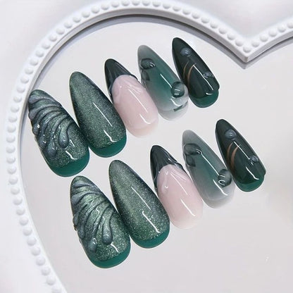 Nail art set with floral patterns and ombre effects Acalora