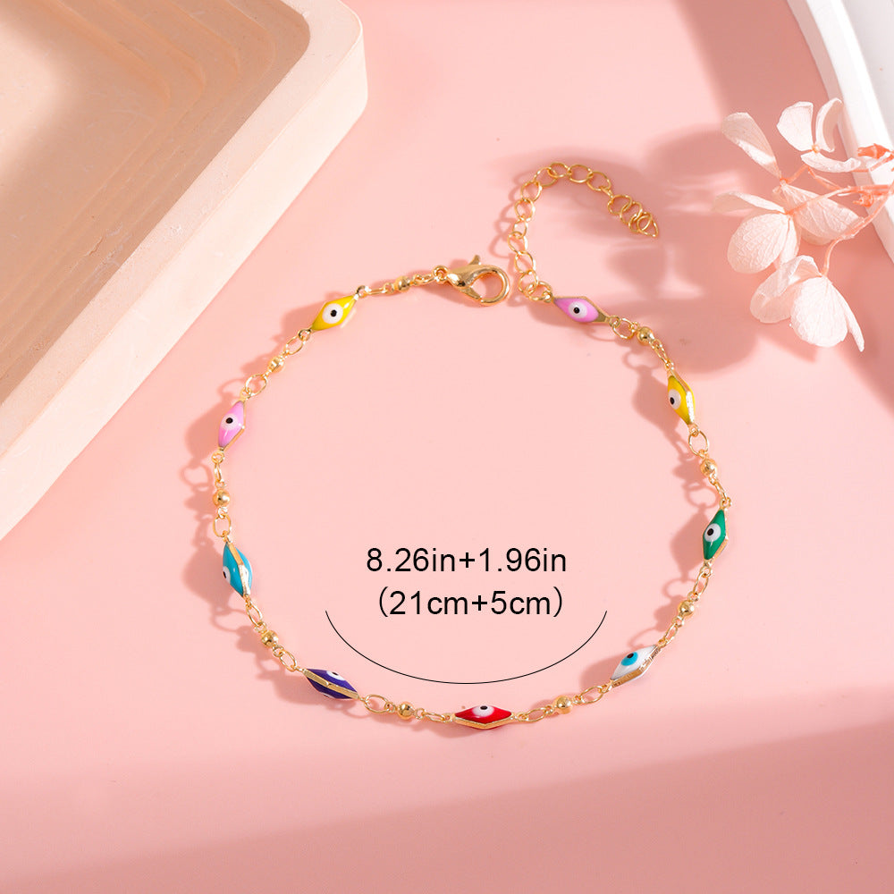 Colorful Evil Eye Charm Anklet Acalora 1788164324