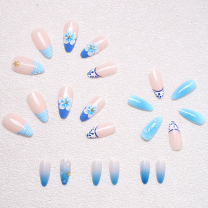 Elegant Artificial Nails with Maritime Design Acalora