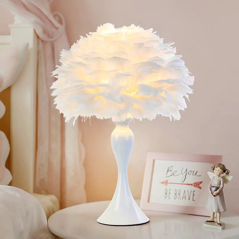 Feather-Accented Table Lamp