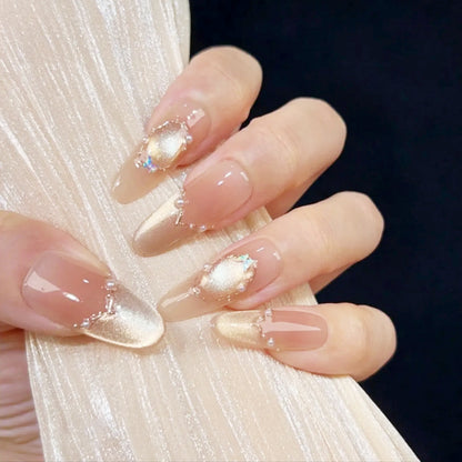 Art nail set with elegant gold glitter design Acalora