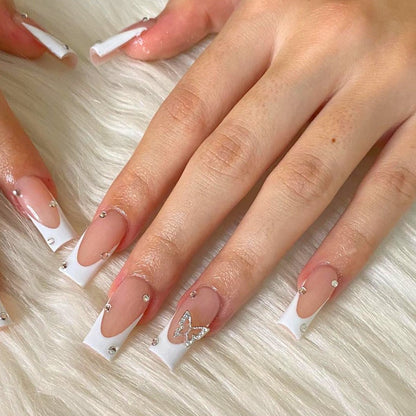 Elegant Crystal-Embellished Press-On Nail Design Acalora