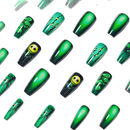 Artistic 3D Floral and Skull Nail Art Acalora
