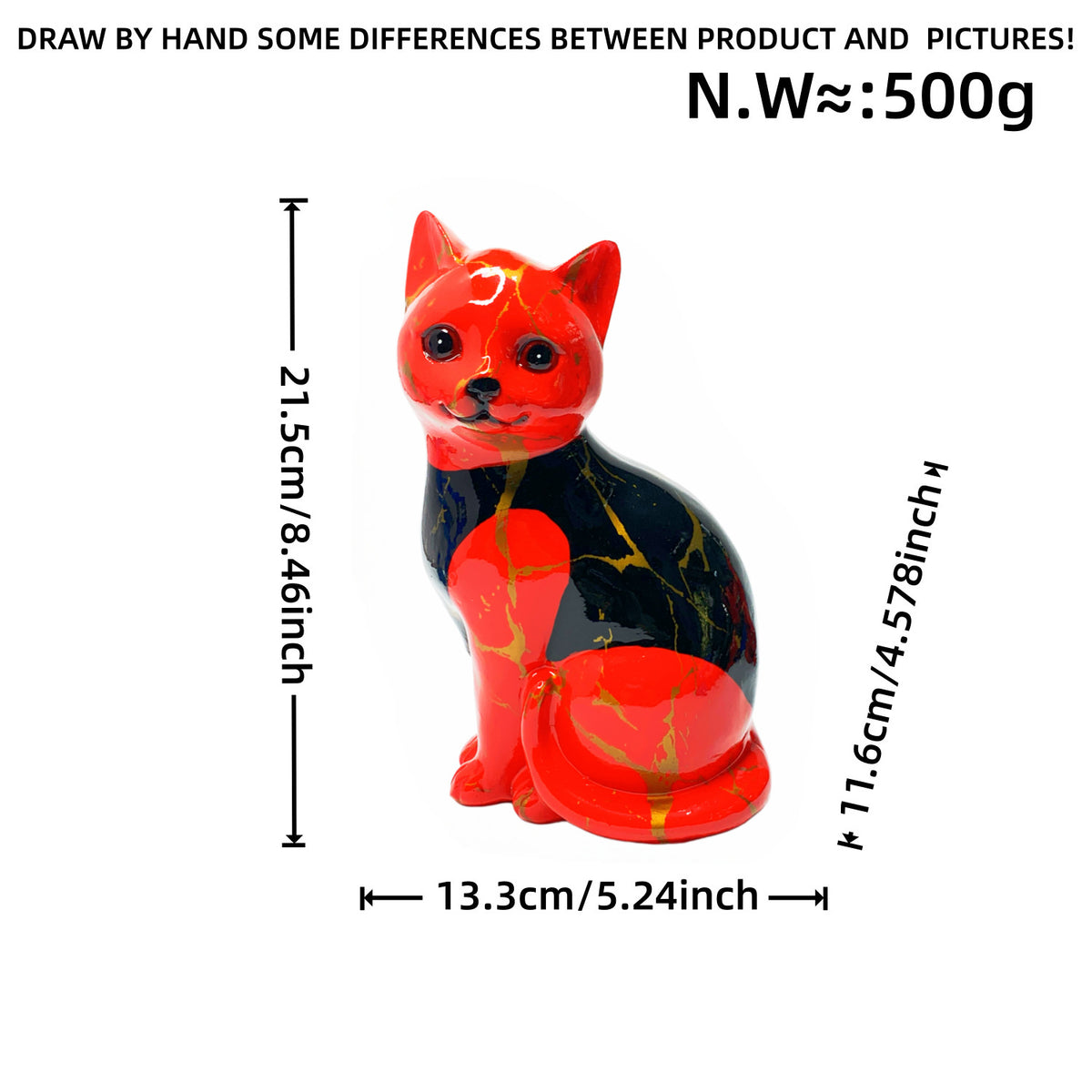 Artistic cat figurine in vibrant design Acalora