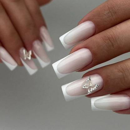 Premium Decorative Press-On Nail Set with Elegant Butterfly Accents Acalora