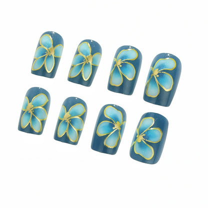 Elaborately designed artificial nails with flower pattern Acalora