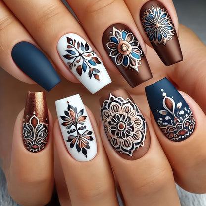 Artificial nails in elegant floral design Acalora