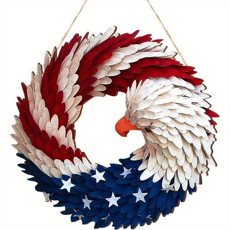 Unisex nan layered star wreath door decor with mixed ribbon bows and wooden accents Bowlift