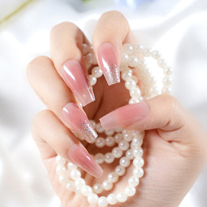 Glittery Ombre Coffin Nail Set Acalora