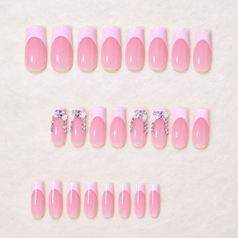 Elegant Floral Accent Press-On Nail Art Set Acalora