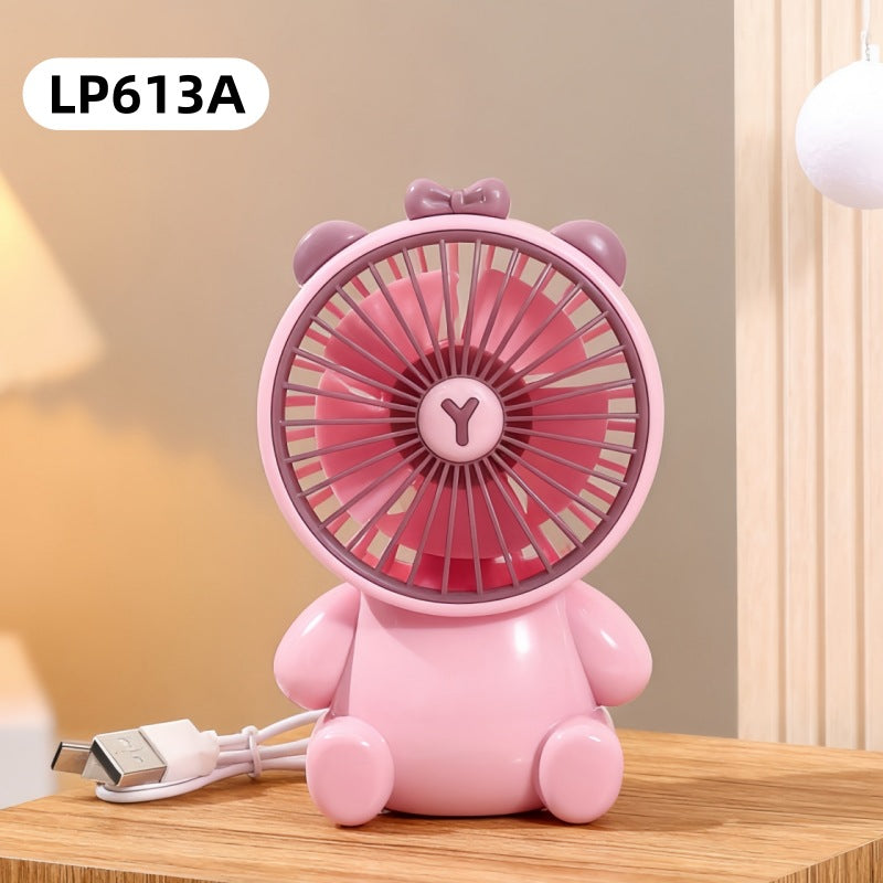 Women's Portable USB Handheld Fan with Cute Bear Motif Karnz