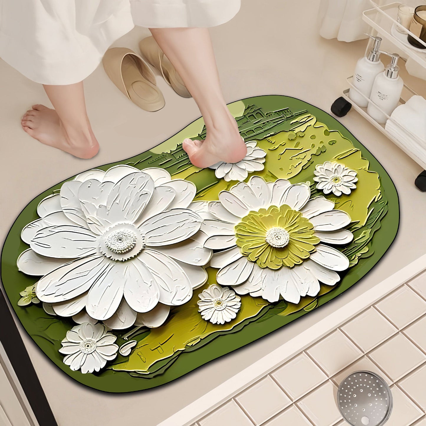 Luxurious Floral Design Bath Mat