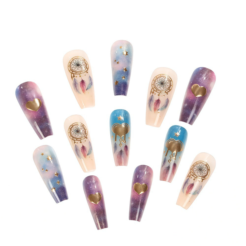 Dreamcatcher motif artificial nails Acalora