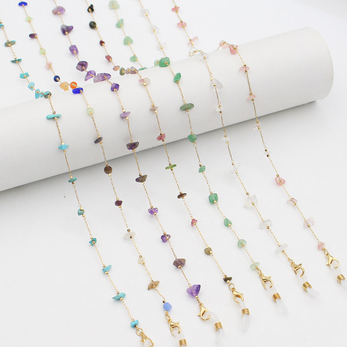 Elegant Crystal-Embellished Eyewear Chain Acalora