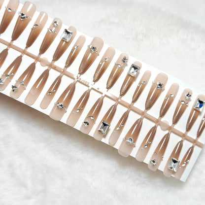 Acrylic nail set with glamorous 3D rhinestone applications Acalora