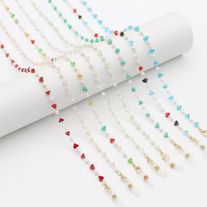 Stylish Pearl and Crystal Eyewear Chain Acalora