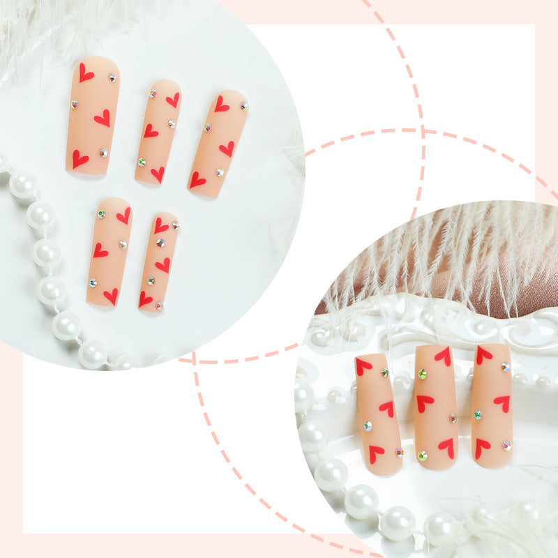 Decorative Heart Pattern Press-On Nails Kit Acalora