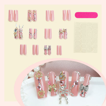 Decorative Press-On Nail Art Set with Glamorous Gem Accents Acalora