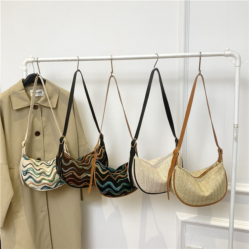 Vintage-Inspired Woven Crossbody Bag Acalora