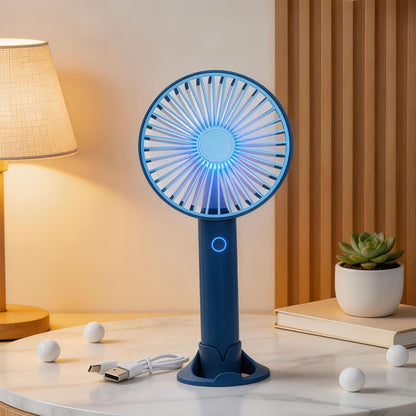 Women's Portable Handheld Fan with USB Charging Function and LED Lighting Karnz