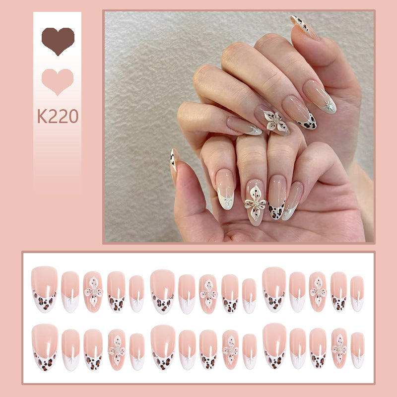 Art Nail Set with unique floral decorations and elegant design Acalora