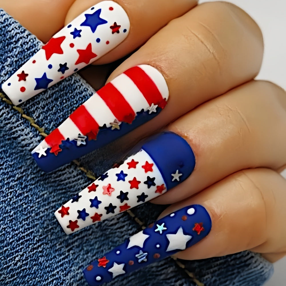 Artificial nails with patriotic star design Acalora