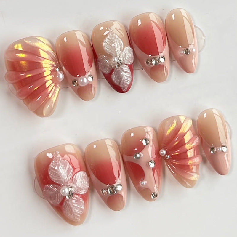 Press-On Nail Art Set with Floral and Gem Accents Acalora
