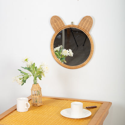 Round Wall Mirror with Rattan Design Acalora